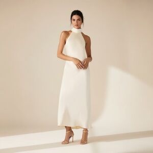 New Steve Madden Satin Maxi Dress in Marshmellow Size Large